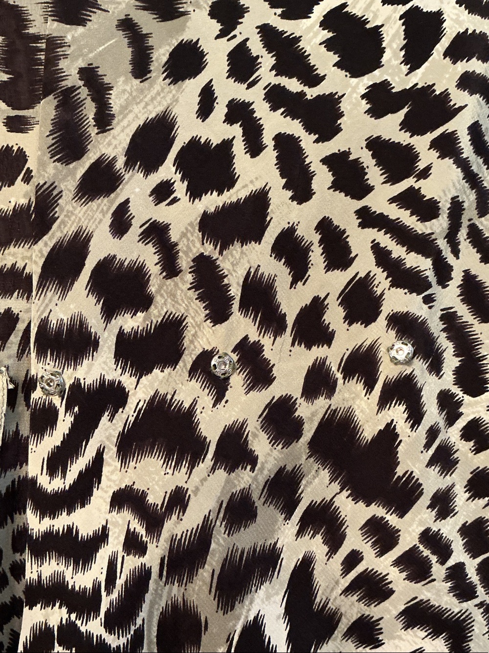 Vintage Carlisle Leopard-Print 100% Silk Blouse or Jacket Black & Gray Sz 8 - Picture 10 of 11